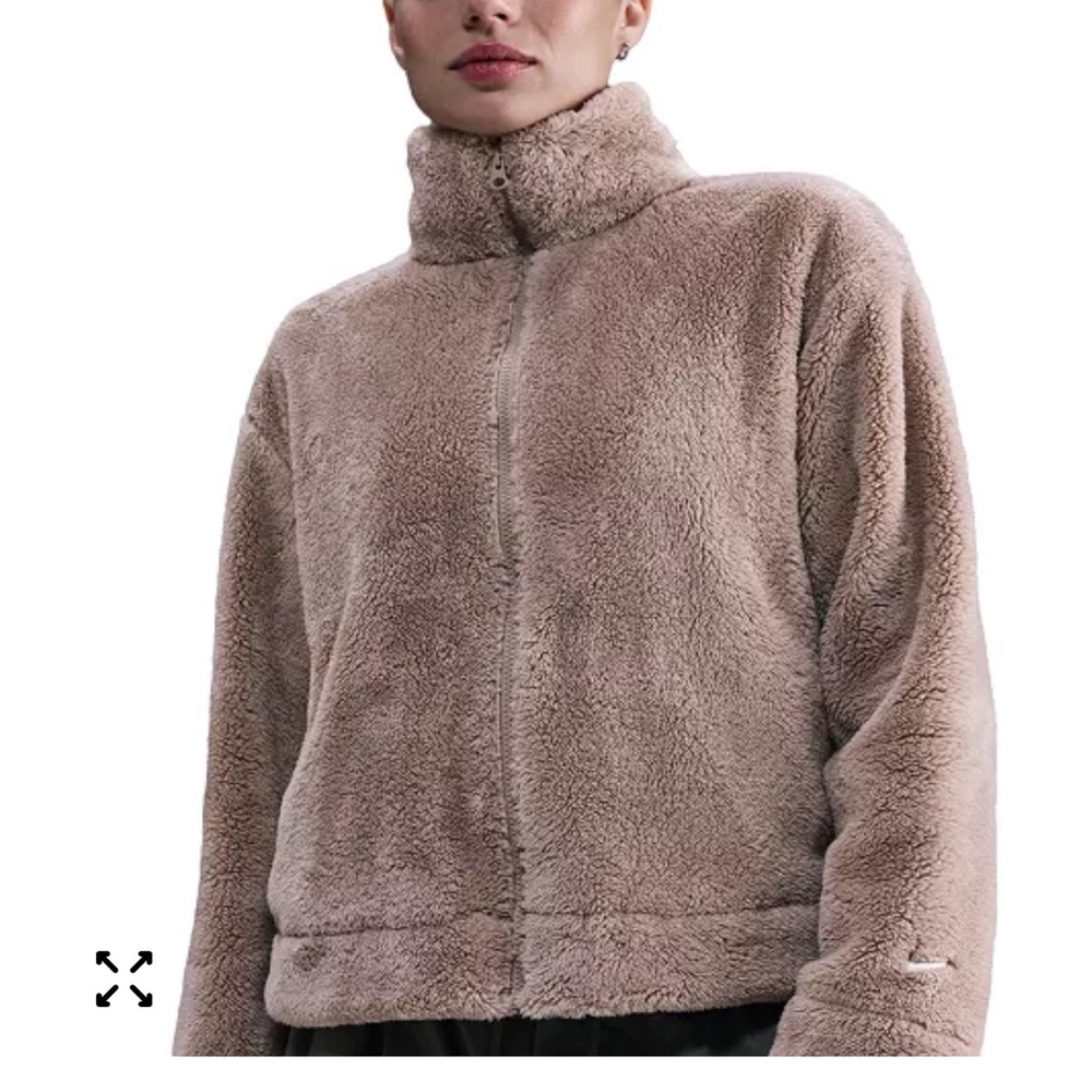 Woman Plush Sherpa NIKE Jacket - Taupe
